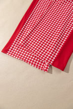 Load image into Gallery viewer, Red Color Block Plaid Patchwork Long Sleeve Pullover Wide Leg Pant Set