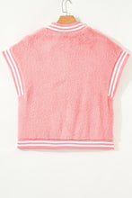 Load image into Gallery viewer, Gossamer Pink Varsity Striped Banding Patchwork Winter Plush Vest