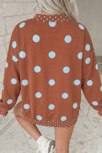 Load image into Gallery viewer, Pink Polka Dot Print Contrast Detail Oversized Tunic Sweatshirt