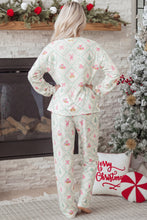 Load image into Gallery viewer, White Long Sleeve Patchwork Shift Christmas Daily Wear Lounge Set