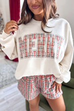 Load image into Gallery viewer, Multicolour Plaid MERRY Holiday Long Sleeve Top and Shorts Set