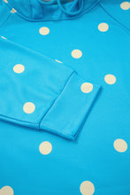 Load image into Gallery viewer, Blue Polka Dot Hooded Drawstring Long Sleeve Plus Size Set
