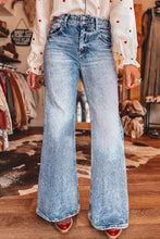 Load image into Gallery viewer, Sail Blue Acid Wash Pocket Detail Flare Jeans