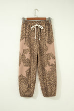 Load image into Gallery viewer, Khaki Leopard Print Star Patched Drawstring Elastic Waist Jogger Pants