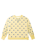 Load image into Gallery viewer, Beige Round Neck Long Sleeve Polka Dot Plus Size Top