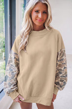 Load image into Gallery viewer, Coffee Camouflage Sleeve Crewneck Baggy Pullover Sweatshirt