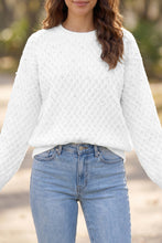 Load image into Gallery viewer, White Solid Textured Knit Pearl Embellished Pullover Sweater