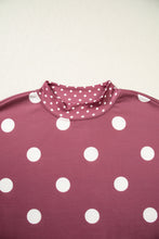 Load image into Gallery viewer, Pink Polka Dot Print Contrast Detail Oversized Tunic Sweatshirt