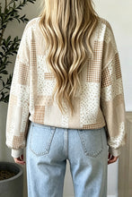 Load image into Gallery viewer, Sky Blue Patchwork Floral Print Mock Neck Long Sleeve Sweatshirt
