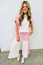 Load image into Gallery viewer, Yellow Color Block Patchwork Polka Dot Wide Leg Pant Set