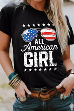 Load image into Gallery viewer, Black Stars and Stripes Glasses Slogan Graphic T Shirt