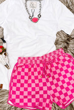 Load image into Gallery viewer, Black Checkered Drawstring Elastic Waist Casual Shorts
