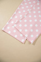 Load image into Gallery viewer, Pink Polka Dot Contrast Trim Long Sleeve Top Drawstring Shift Pants Set