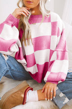 Load image into Gallery viewer, Black Checkered Bishop Sleeve Sweater