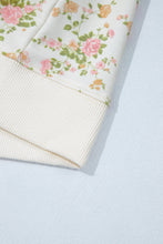 Load image into Gallery viewer, Beige Floral Print Long Sleeve Shift Top Pocketed Shorts 2pcs Set