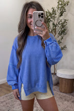 Load image into Gallery viewer, Sky Blue Mineral Wash Split Hem Loose Tunic Sweatshirt