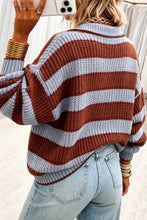 Load image into Gallery viewer, Red Dahlia Button Collar Dropped Shoulder Relaxed Pullover Sweater