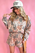 Load image into Gallery viewer, Multicolour Howdy Camouflage High Neck Long Sleeve Top and Shorts Set