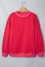 Load image into Gallery viewer, Red Colorblock Polka Dot Contrast Trim Oversized Sweatshirt