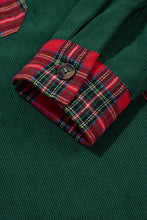 Load image into Gallery viewer, Blackish Green Plaid Pocket Button Long Sleeve Shift Shacket