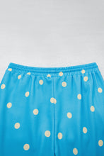 Load image into Gallery viewer, Blue Polka Dot Hooded Drawstring Long Sleeve Plus Size Set