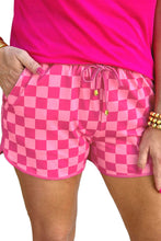 Load image into Gallery viewer, Black Checkered Drawstring Elastic Waist Casual Shorts