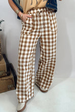 Load image into Gallery viewer, Red Gingham Plaid Tie Elastic Waist Shift Pants