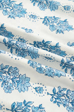 Load image into Gallery viewer, Sky Blue Floral Print Lace Patchwork Detail Wide Leg Pants