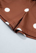 Load image into Gallery viewer, Brown Polka Dot Raw Hem Relaxed Pullover Loose Skort Two Piece Set