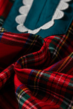 Load image into Gallery viewer, Red Plaid V Neck Short Sleeve Shift Blouse
