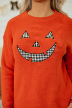 Load image into Gallery viewer, Orange Drop Shoulder Long Sleeve Round Neck Halloween Sweater