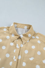 Load image into Gallery viewer, White Polka Dot Print Three Quarter Sleeve Ruffle Hem Casual Shirt