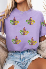 Load image into Gallery viewer, Wisteria Mardi Gras Sequined Pattern Holiday T Shirt