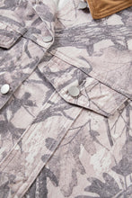 Load image into Gallery viewer, Gray Abstract Camo Print Colorblock Collar Oversized Shift Silhouette Denim Jacket