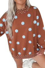 Load image into Gallery viewer, Pink Polka Dot Print Contrast Detail Oversized Tunic Sweatshirt