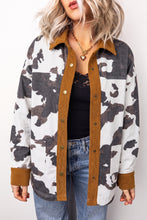 Load image into Gallery viewer, Multicolour Western Cow Print Long Sleeve Button-Up Denim Jacket