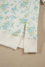 Load image into Gallery viewer, Sky Blue Floral Print Short Sleeve Elastic Waist Pocket Two Piece Set