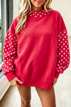 Load image into Gallery viewer, Orange Polka Dot Contrast Round Neck Long Sleeve Baggy Sweatshirt