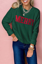 Load image into Gallery viewer, Blackish Green MERRY Letter Pattern Christmas Raglan Sleeve Sweater
