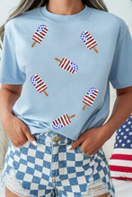 Load image into Gallery viewer, Light Blue Patriotic Sequin Popsicle T Shirt