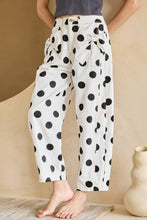 Load image into Gallery viewer, Sky Blue Polka Dot Print Bow Detail Pocketed Barrel Jeans