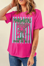 Load image into Gallery viewer, Rose Red Margaritas Made Me Do It Striped Graphic Beach Vacation Tee