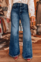 Load image into Gallery viewer, Sail Blue Acid Wash Pocket Detail Flare Jeans