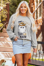 Load image into Gallery viewer, Medium Grey Sequin Western Ghost Print Long Sleeve Round Neck Sweatshirt