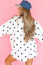 Load image into Gallery viewer, Red Polka Dot Raw Hem Relaxed Pullover Loose Skort Two Piece Set