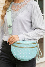 Load image into Gallery viewer, Blackish Green Retro Polka Dot Print Double Zip Crossbody Bag