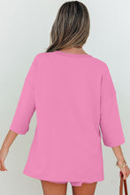 Load image into Gallery viewer, Meadow Mist Green Solid Loose V Neck Half Sleeve Tee and Shorts