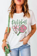 Load image into Gallery viewer, White Pickleball Sweet Flower Printed T Shirt