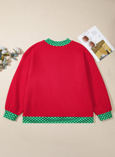 Load image into Gallery viewer, Orange Polka Dot Patchwork Round Neck Plus Size Sweatshirt
