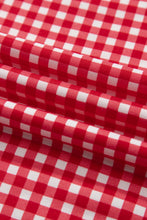 Load image into Gallery viewer, Red Color Block Plaid Patchwork Long Sleeve Pullover Wide Leg Pant Set